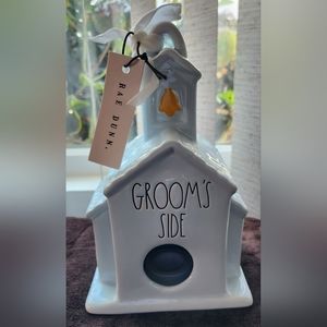 Rae Dunn's Groom's side chapel birdhouse blue